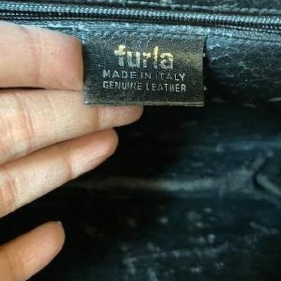 Auth. Made in Italy FURLA Crocodile Embossed Leather Bag Maroon Color - Picture 7 of 7